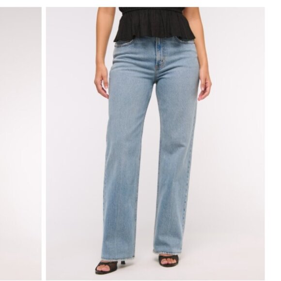 Abercrombie & Fitch Curve Love High Rise 90's Relaxed Jean Size 37 US 24 Long - Picture 2 of 4